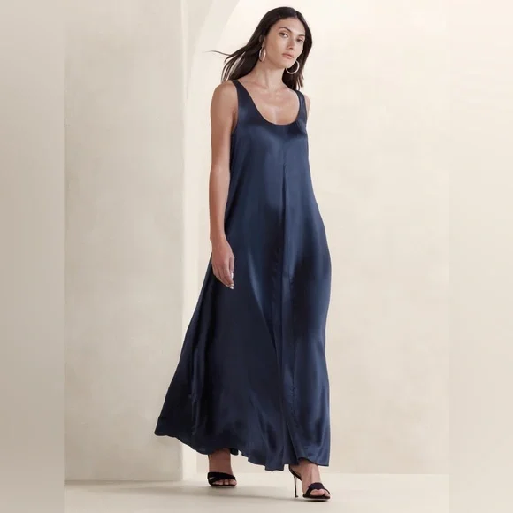 NWT Lilac Serenade Silk Maxi Dress Banana Republic  Sz XS - Picture 5 of 9